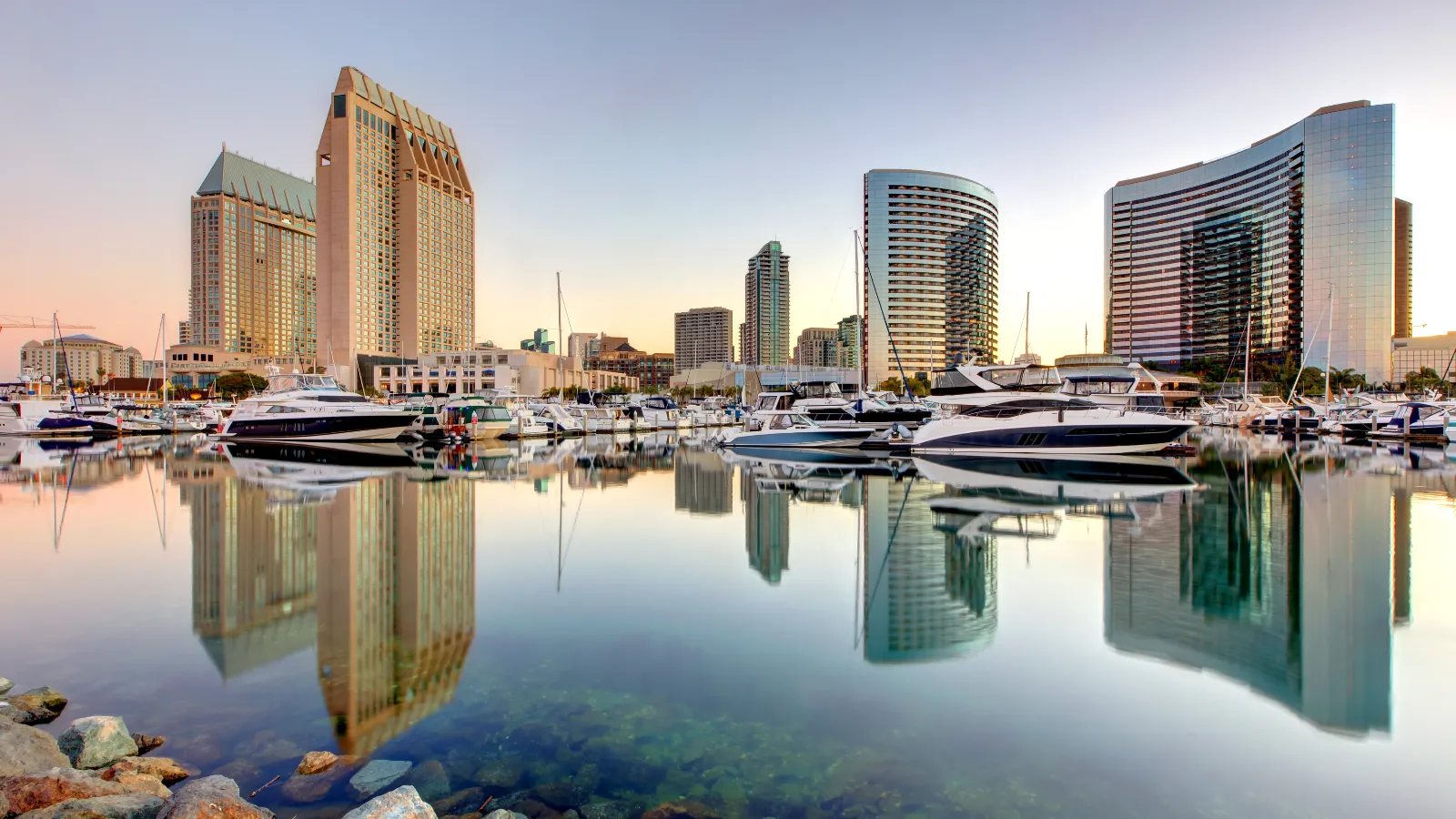 San Diego downtown skyline and marina at sunset, the county Advanced Drywall has served since 1999